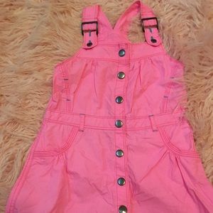 Toddler Girls Pink Overall Jumper Dress